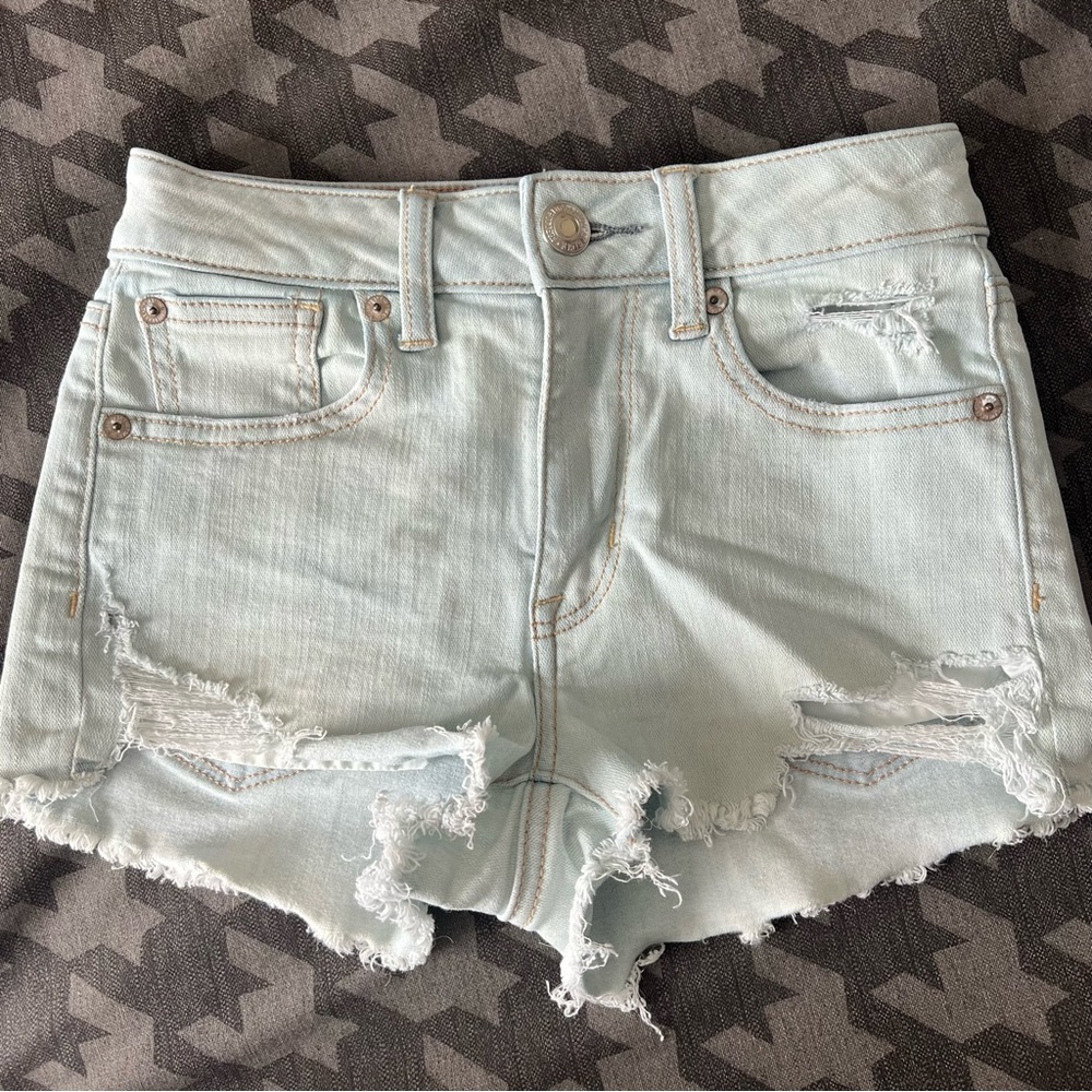 American Eagle High Rise Shortie Jean Shorts